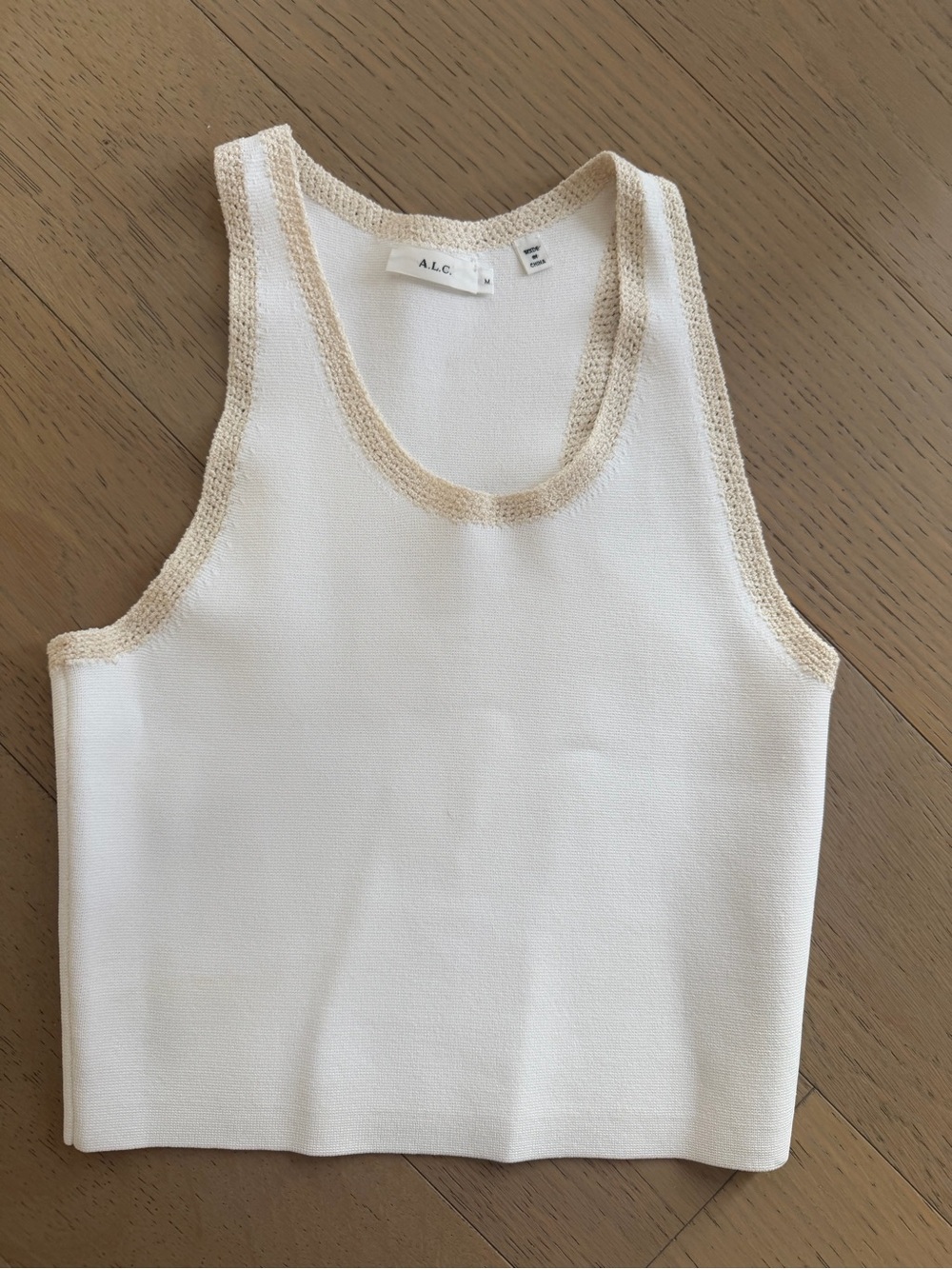 A.L.C. Cream Tank Top with Tan Trim